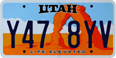 UT license plate Y478YV