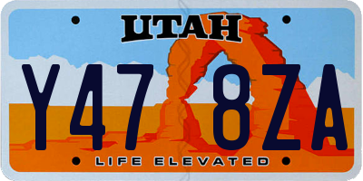 UT license plate Y478ZA
