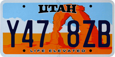 UT license plate Y478ZB