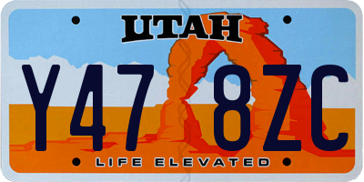 UT license plate Y478ZC