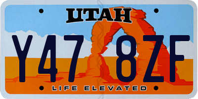 UT license plate Y478ZF