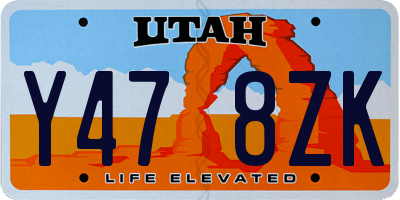 UT license plate Y478ZK