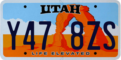 UT license plate Y478ZS