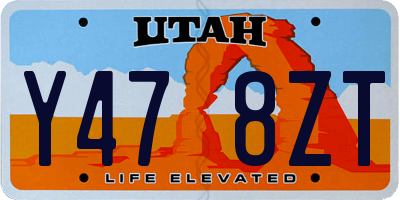 UT license plate Y478ZT