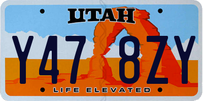 UT license plate Y478ZY