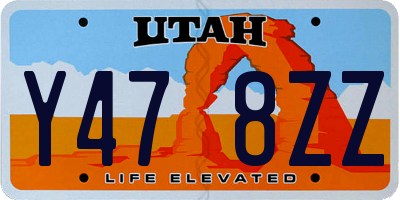 UT license plate Y478ZZ