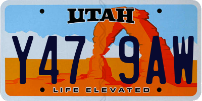 UT license plate Y479AW