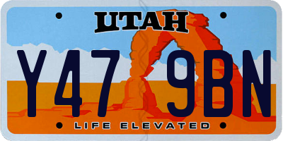 UT license plate Y479BN