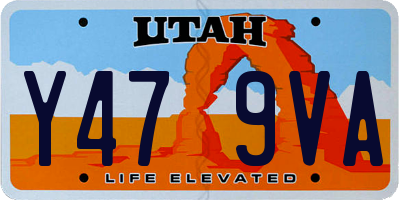 UT license plate Y479VA