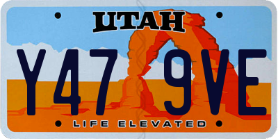 UT license plate Y479VE