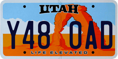 UT license plate Y480AD