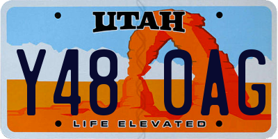 UT license plate Y480AG