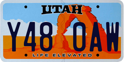 UT license plate Y480AW