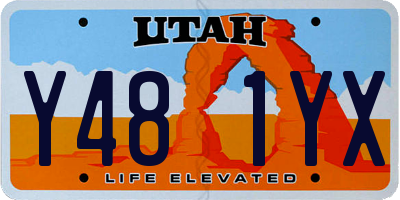 UT license plate Y481YX