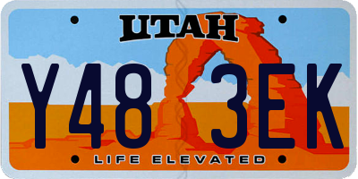 UT license plate Y483EK