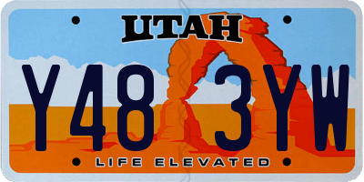 UT license plate Y483YW