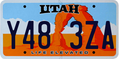 UT license plate Y483ZA