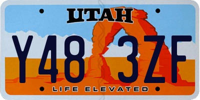 UT license plate Y483ZF
