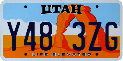 UT license plate Y483ZG