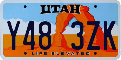 UT license plate Y483ZK