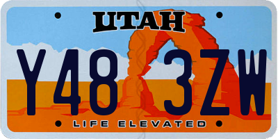 UT license plate Y483ZW