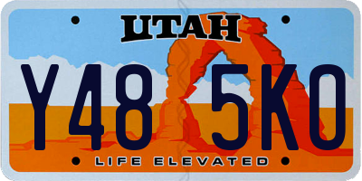 UT license plate Y485KO