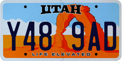 UT license plate Y489AD