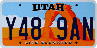 UT license plate Y489AN