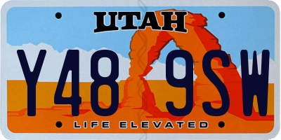 UT license plate Y489SW