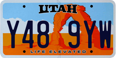 UT license plate Y489YW