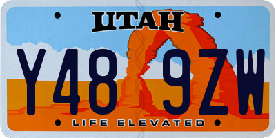 UT license plate Y489ZW