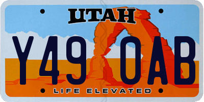 UT license plate Y490AB
