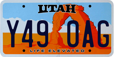 UT license plate Y490AG