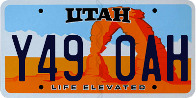 UT license plate Y490AH