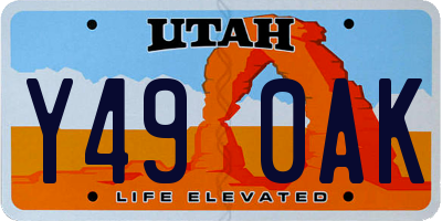 UT license plate Y490AK