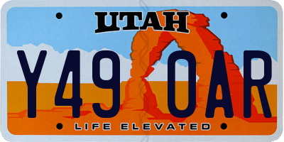 UT license plate Y490AR