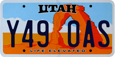 UT license plate Y490AS