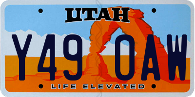 UT license plate Y490AW