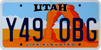 UT license plate Y490BG