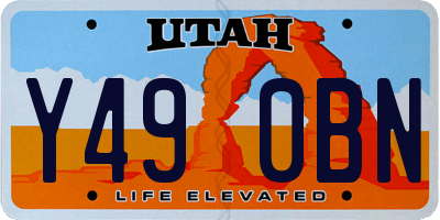 UT license plate Y490BN