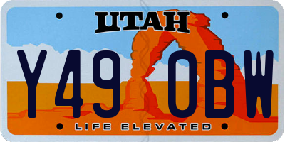 UT license plate Y490BW