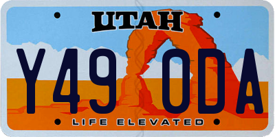 UT license plate Y490DA