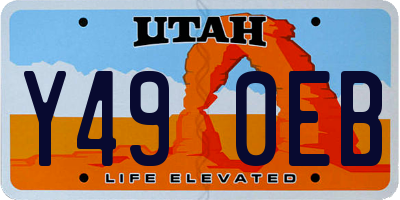 UT license plate Y490EB
