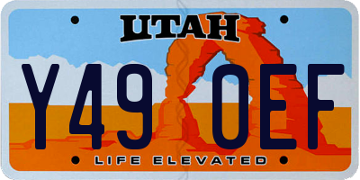 UT license plate Y490EF