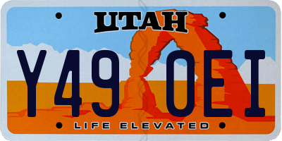 UT license plate Y490EI