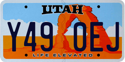 UT license plate Y490EJ