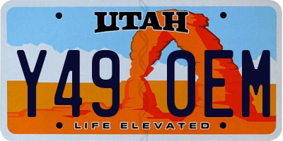 UT license plate Y490EM