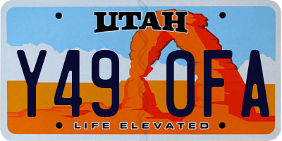 UT license plate Y490FA
