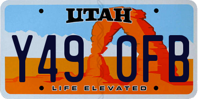 UT license plate Y490FB