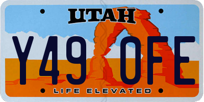 UT license plate Y490FE